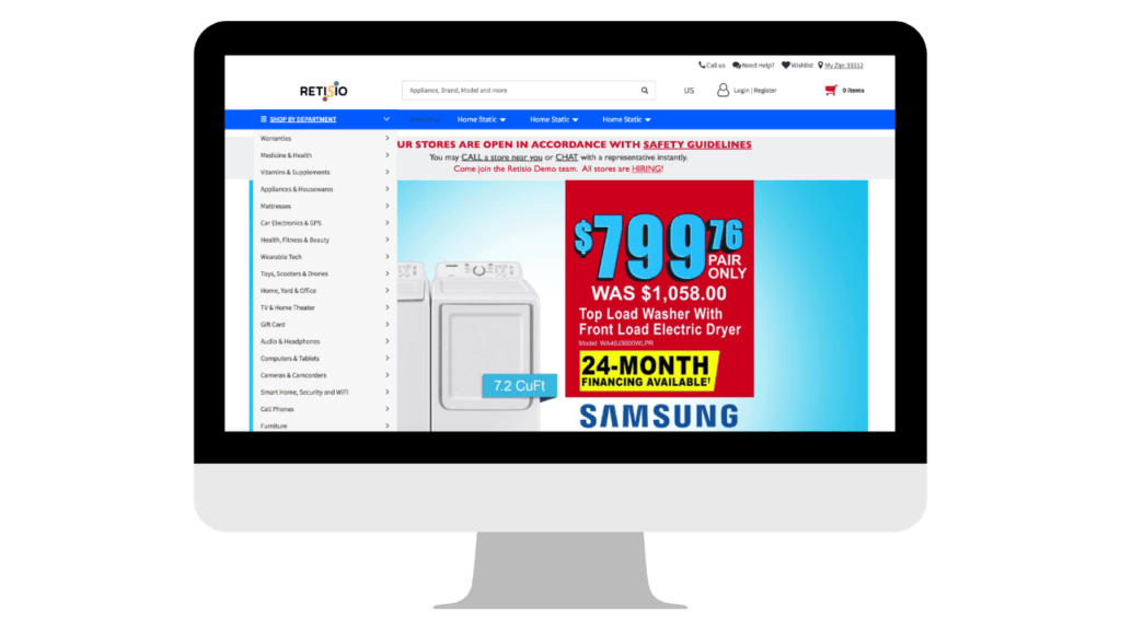 RETISIO Commerce Platform Demo Web Store